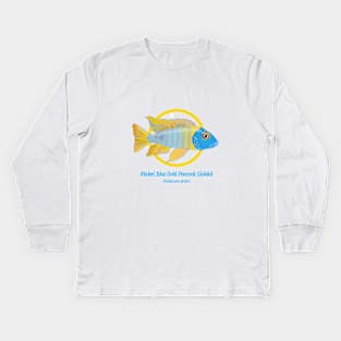 Maleri Blue Gold Peacock Cichlid Kids Long Sleeve T-Shirt